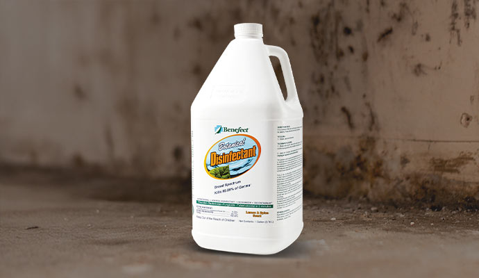 A one-gallon white jug of Benefect Botanical disinfectant