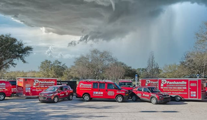 Panhandle service vehicles parked outside