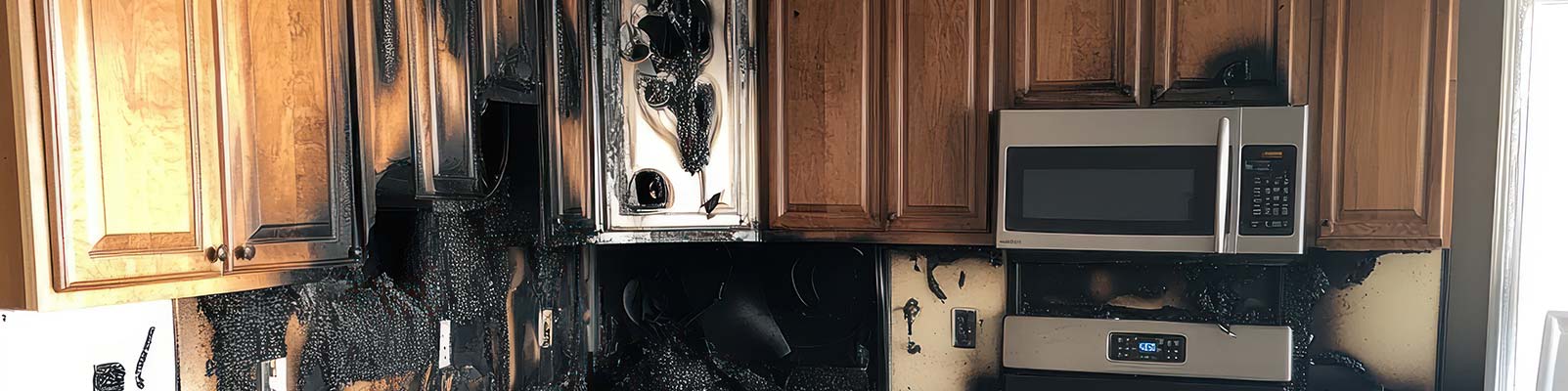 Fire damaged kitchen