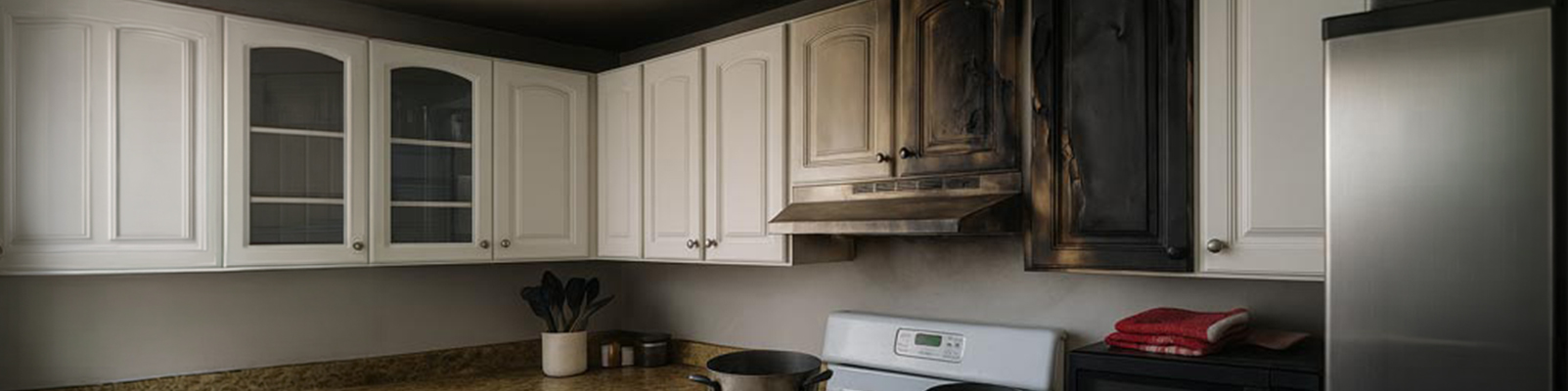 Fire damage residential kitchen
