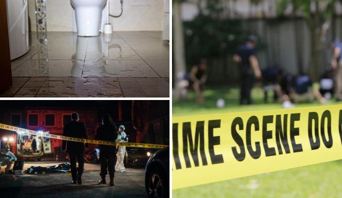 Collage of sewage overflow, accident and crime scene cleanup service Collage of sewage overflow, accident and crime scene cleanup service