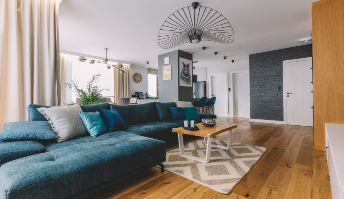 Clean living room after cigarette smoke removal