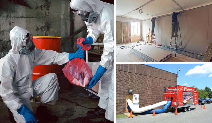Collage of biohazard-cleaning, remodeling and commercial service