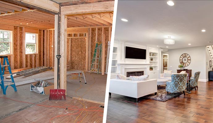 Collage of remodeling and construction service