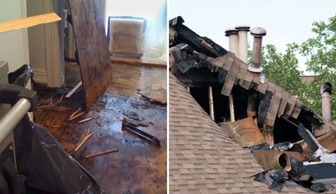 Collage of water and fire damaged properties