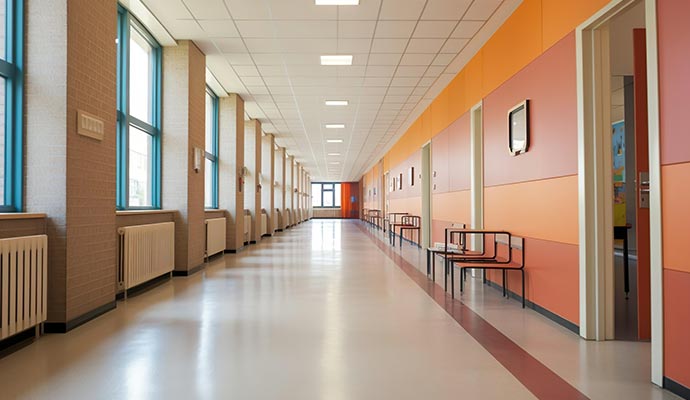Clean school hallway