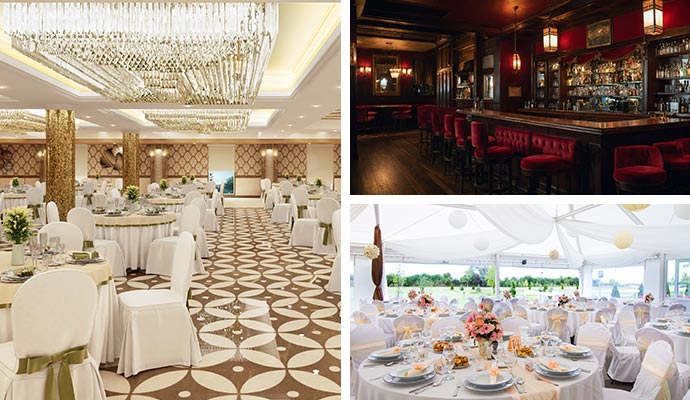 Collage of different party halls