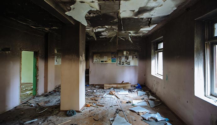 Fire damaged classroom