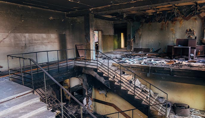 Commercial space severely damaged by fire