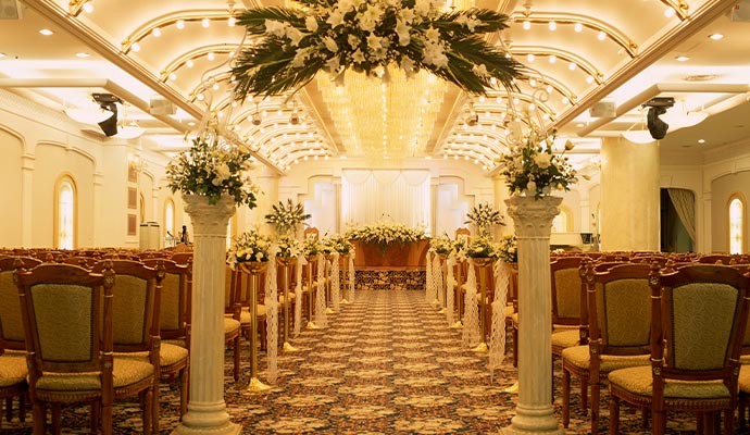Restored interior of a party hall