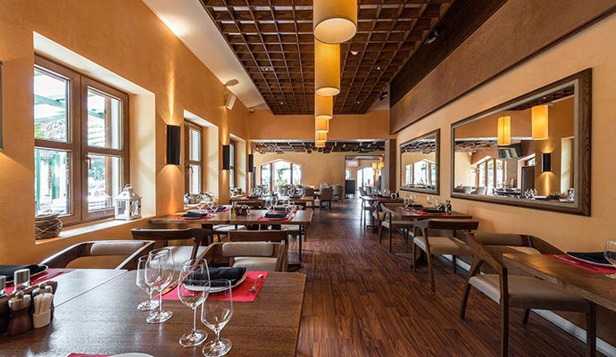 Interior of a beautiful restaurant after restoration