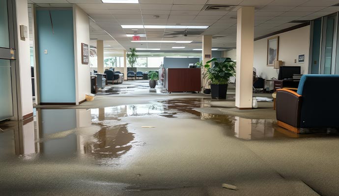 Water damaged office floor