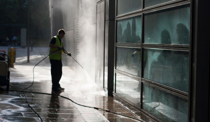 Commercial store front pressure washing