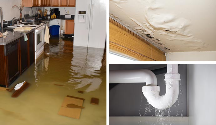 Different types of water damaged properties