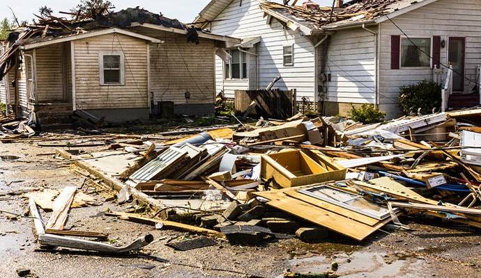House severely damaged house