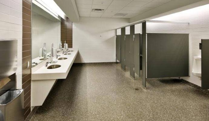 Disinfected bathroom area