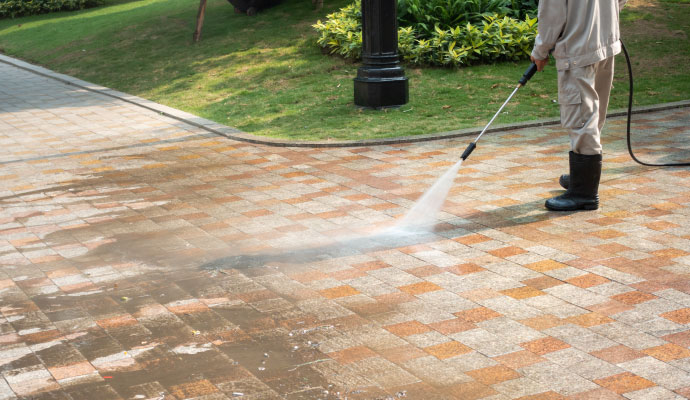 Driveway pressure washing