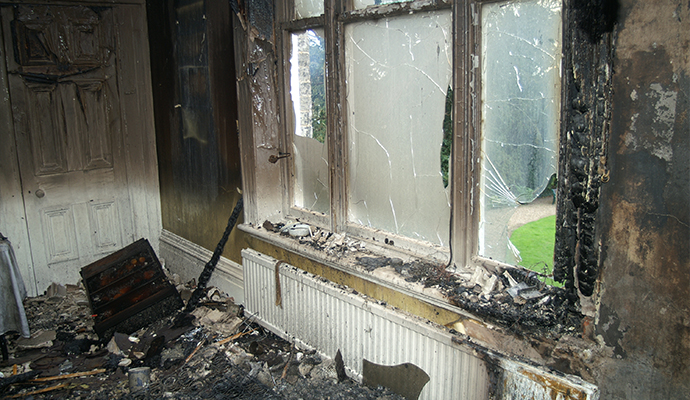 Fire damage residential room