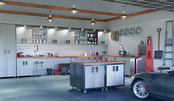 Clean garage area with card inside