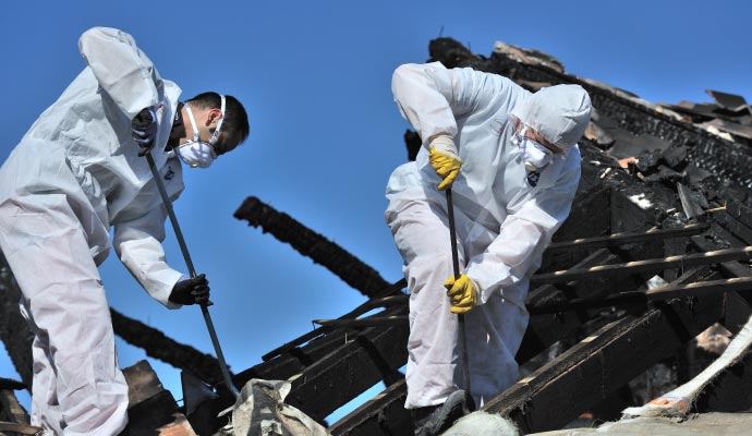 Professional cleaning waste after fire damage