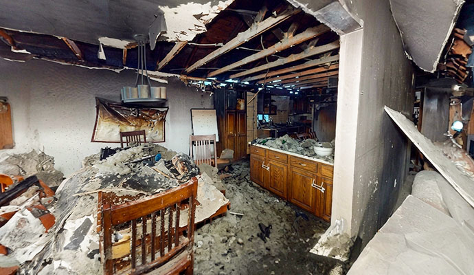 Fire damaged house