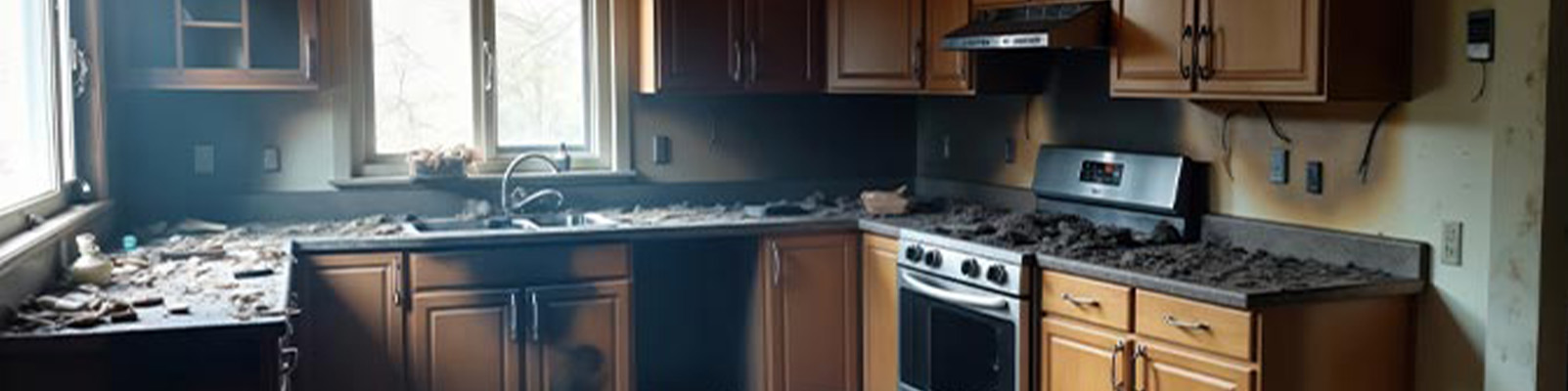 Fire damaged kitchen banner