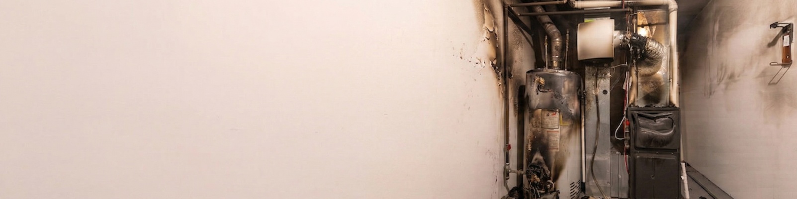 Fire damaged water heater banner