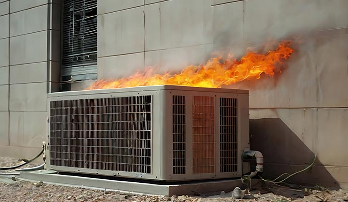 Outdoor AC Unit on Electrical Fire.
