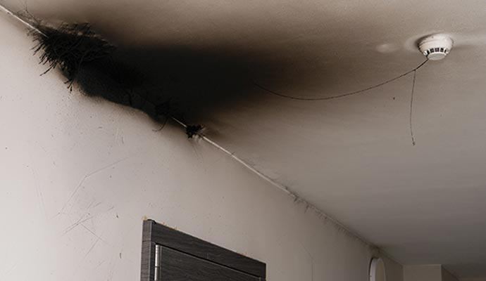 Smoke-stained ceiling