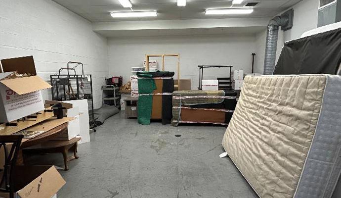 Various types of contents stored in a room