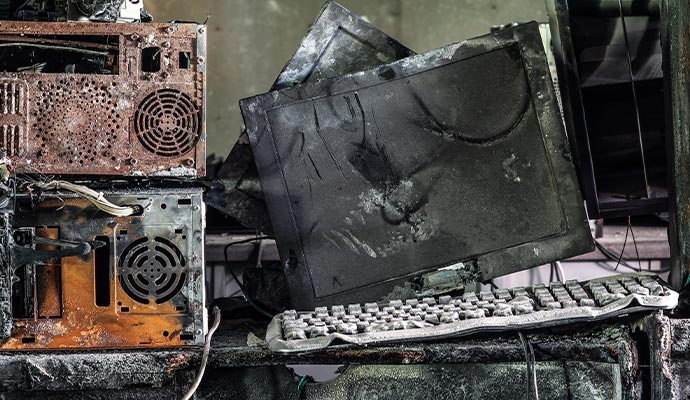 Fire damaged computer