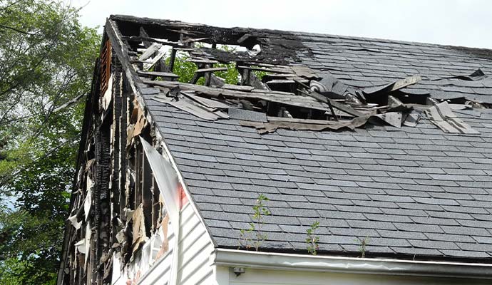 Fire damaged house