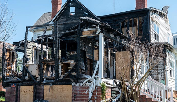 A fire damaged property