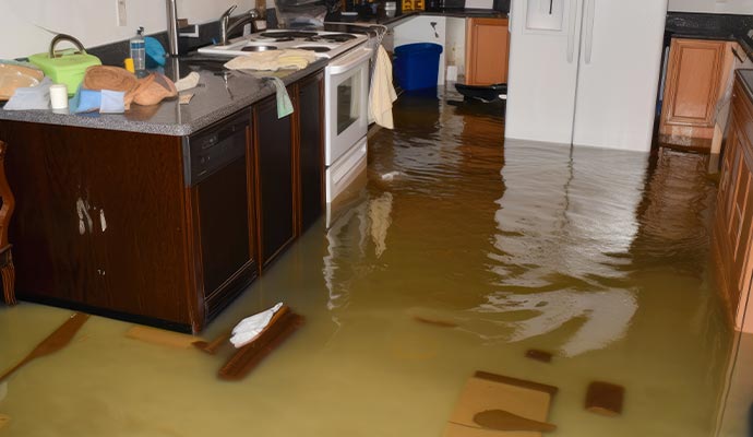 Flood damaged room