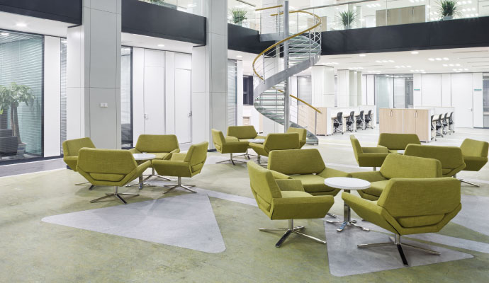 Interior of a large corporate lobby
