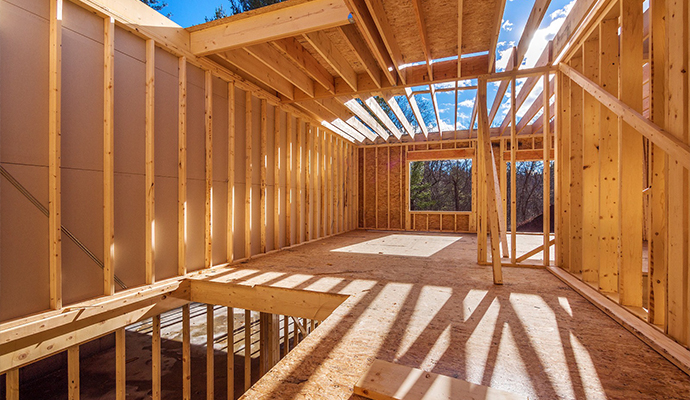 Interior view of a residential house under construction