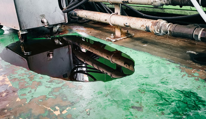 Internal fluid leaking from a machine