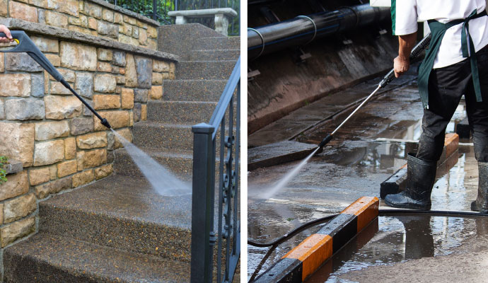 Pressure washing service in commercial areas
