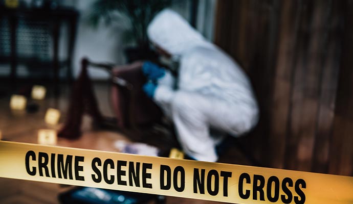 Professional blood cleanup service in a restricted area