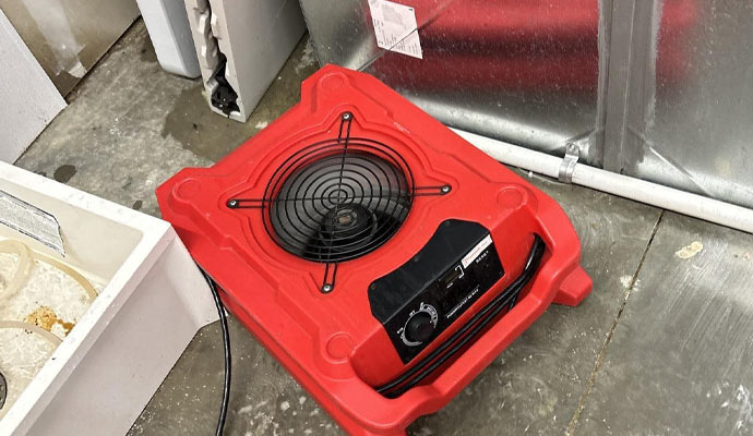 Red drying fan on the floor