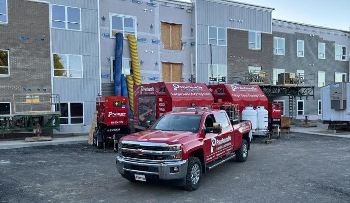 Large loss drying units at a commercial building site.