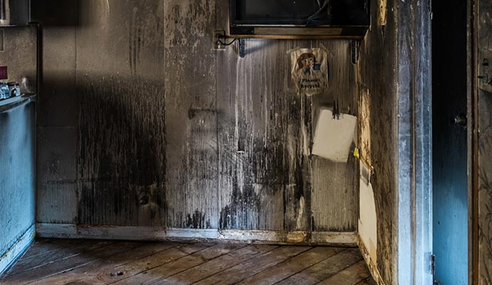 Smoke damaged wall