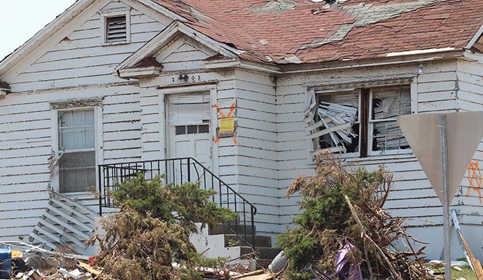 Damaged house after a hurricane.