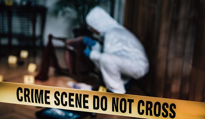 Professional trauma cleanup service in progress