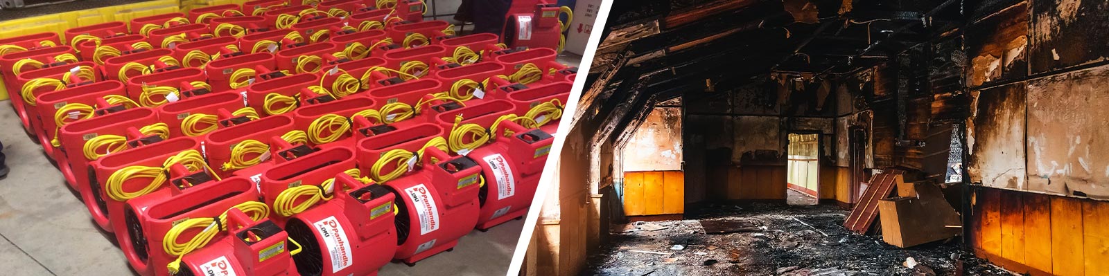 Water damage restoration equipment and fire damaged property