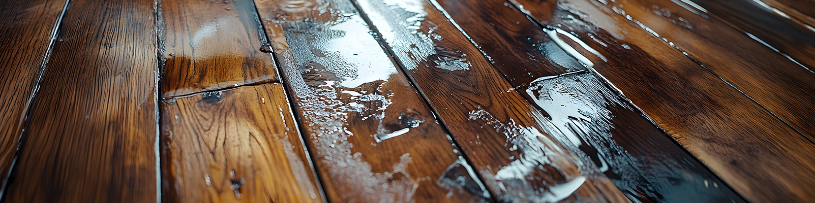 Water damaged wooden floor