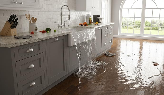 Water Damage Restoration Service for Kitchen Sink Overflow