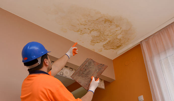 Professional inspect ceiling damage