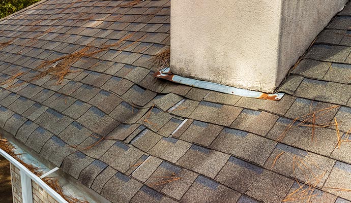 Water damaged roof